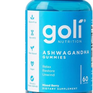 GOLI ASHWAGANDHA & VITAMIN D GUMMY - 60 COUNT - MIXED BERRY, KSM-66, VEGAN, PLANT BASED, NON-GMO, GLUTEN-FREE & GELATIN FREE RELAX. RESTORE. UNWIND,