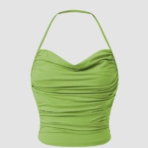 HALTER OPEN BACK SOLID SEXY CROP CAMI FOR WOMEN