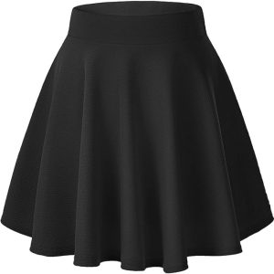URBAN COCO WOMEN'S BASIC VERSATILE STRETCHY FLARED CASUAL MINI SKATER SKIRT