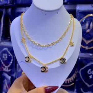 2 In 1 Jewelry Neck Chain Double Layer Chain Stainless Steel  Non-Tarnish Fashion Necklace